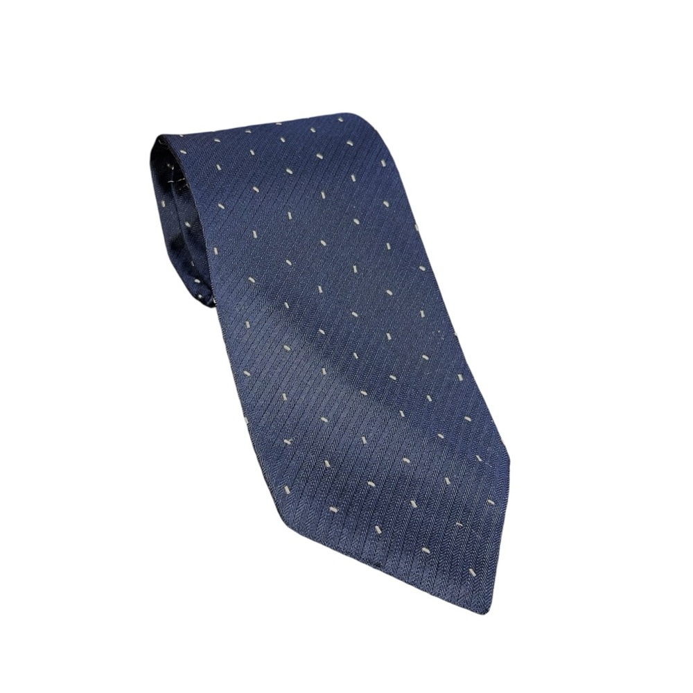 John Varvatos Blue White Sprinkles Pattern Silk Tie